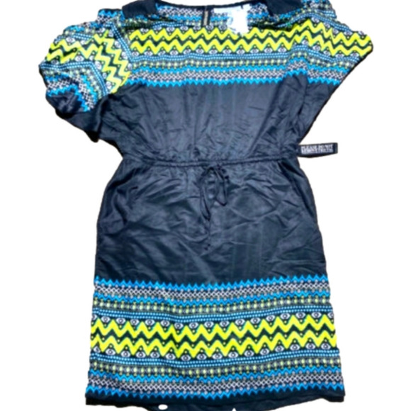NEW & York Company Satin Drawstring Aztec Boho Shift Dress Size Small Pockets - Picture 1 of 6